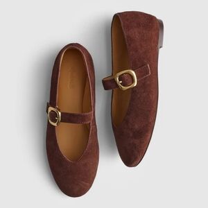 New! Madewell The Remy Mary Jane Flat in Leather Suede Chocolate Raisin